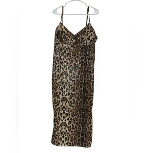 PrettyLittleThing Plus Leopard Print Maxi Dress NWT • Contrast Binding • Size 18